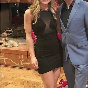 Topshop Black Sheer-Panel Mini Dress